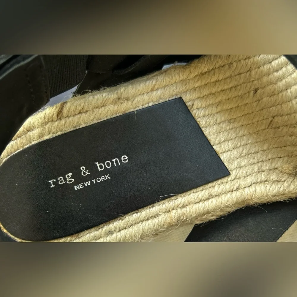 Rag & Bone Megan Espadrille Black Size 40  Sandals Suede Platform Shoes